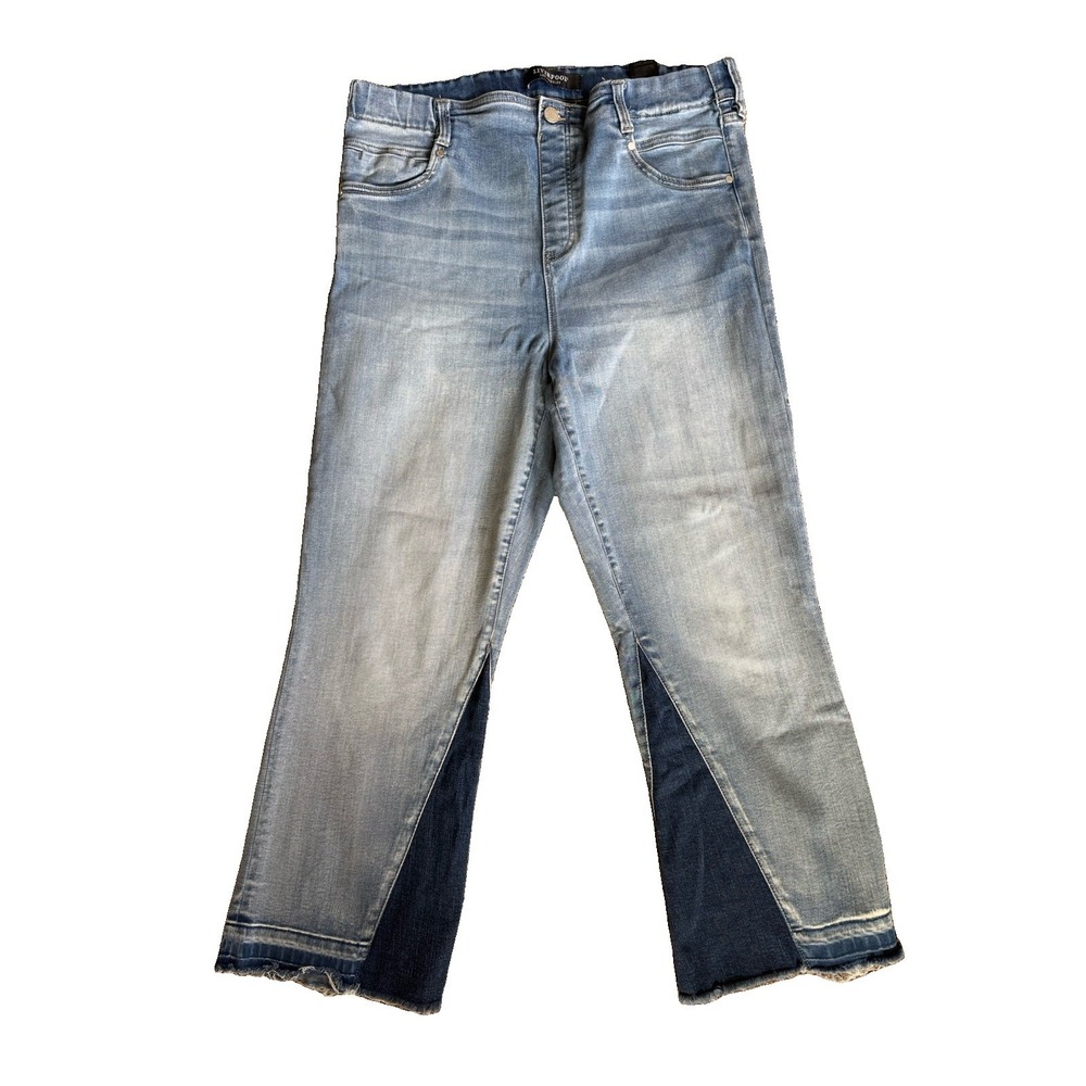 Liverpool Los Angeles Women's Size 16 Two Tone Crop Jeans Raw Hem Split Panel